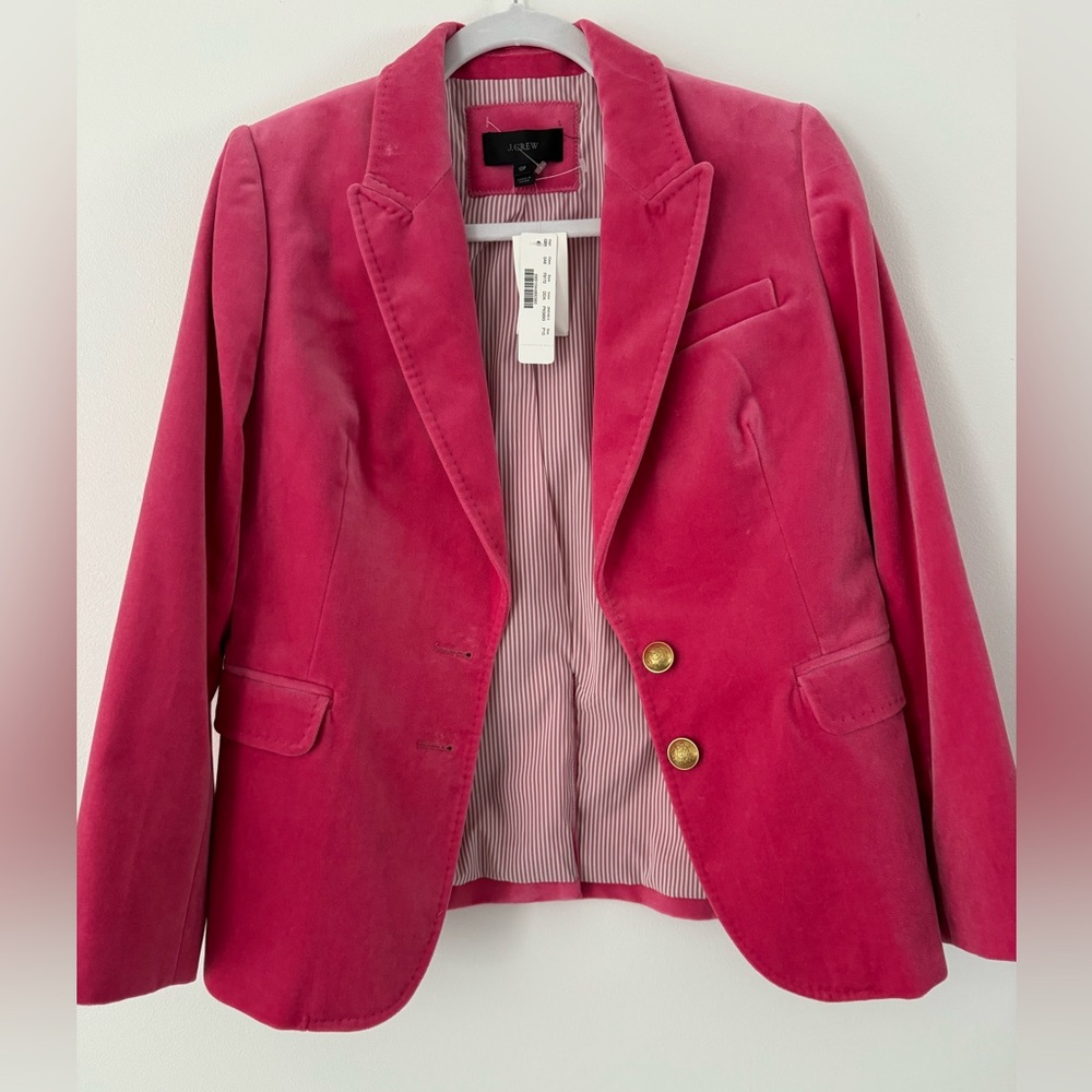 NWT! Gorgeous J.Crew pink velvet blazer
